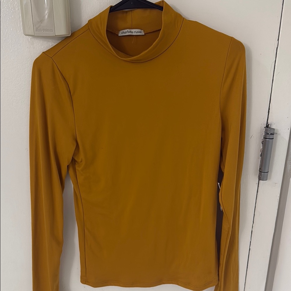 Charlotte Russe Yellow Fitted Long Sleeve Tee